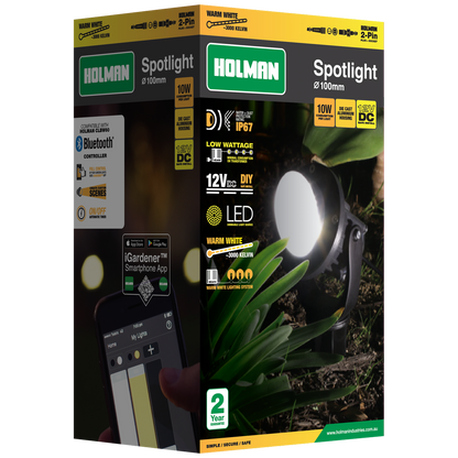 Holman 10W 100mm Warm White Spotlight - Matte Black - Waterproof - Dimmable