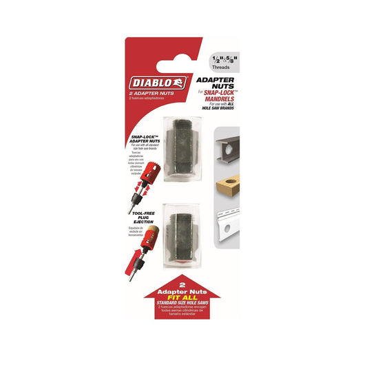 Diablo Hole Saw Adapter Nuts - 1/2" & 5/8" - Steel - Snap-Lock Plus