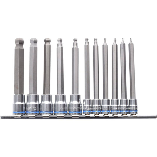 Kincrome 11 Piece Long Series Ball End Hex Socket Set - 1/4" & 3/8" Drive
