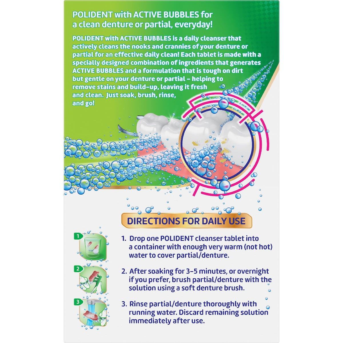 Polident 3 Minute Daily Cleanser For Dentures & Partials 66 Pack