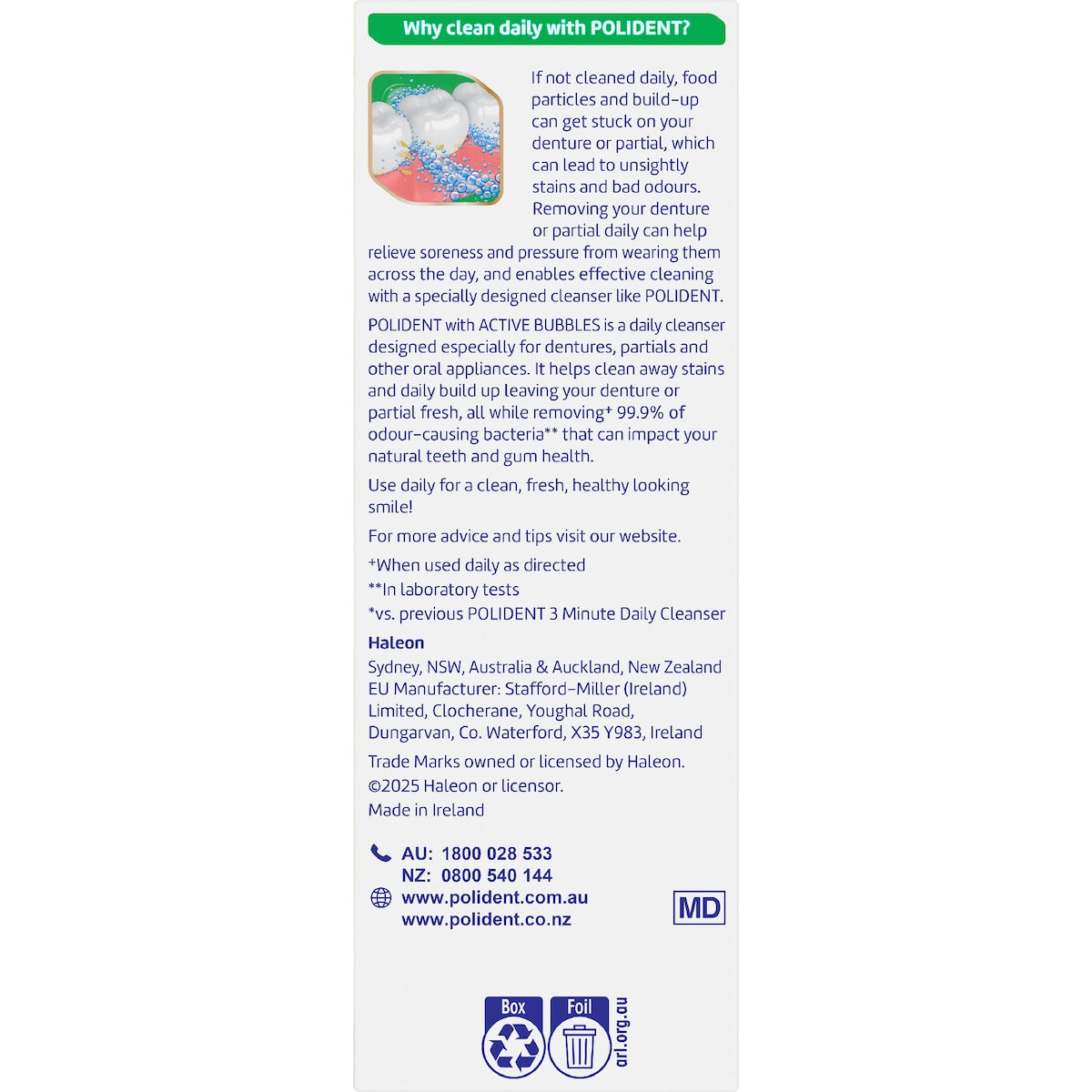Polident 3 Minute Daily Cleanser For Dentures & Partials 66 Pack