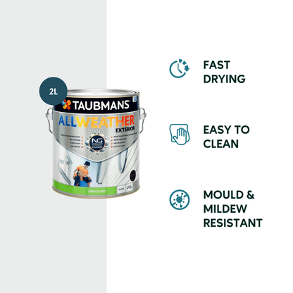 Taubmans White Semi Gloss All Weather Exterior Paint - 2L
