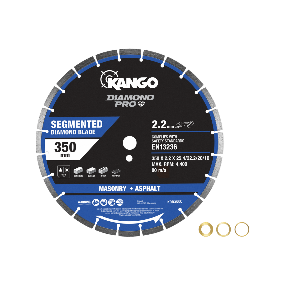 Kango Segmented Diamond Saw Blade - 350mm - Diamond - Dry/Wet Cutting