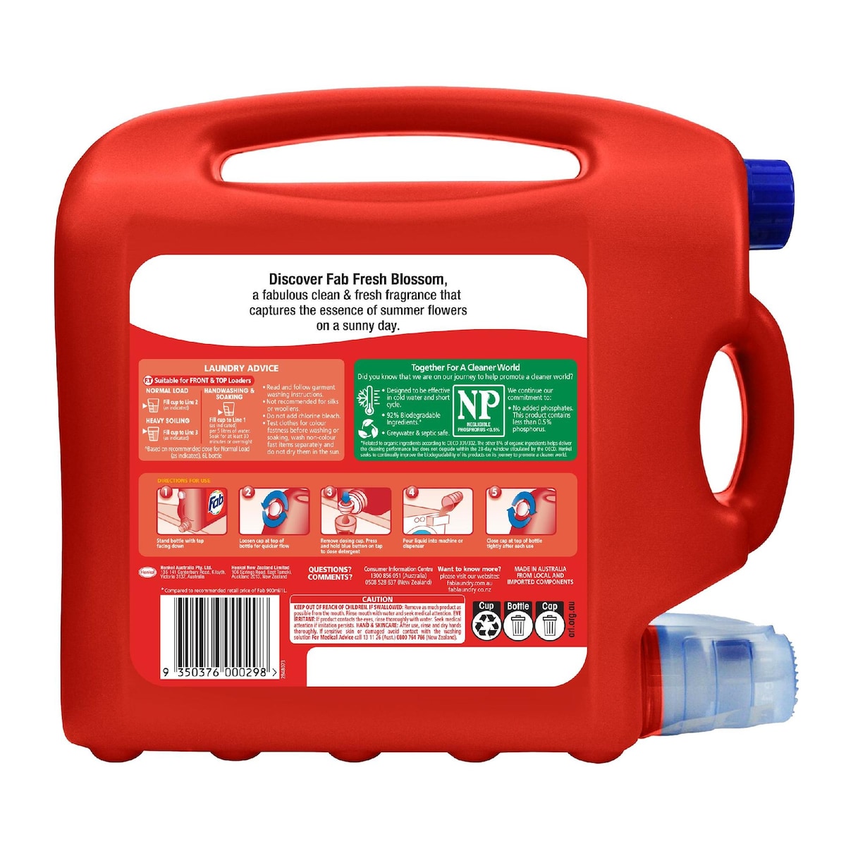 Fab Liquid Laundry Detergent Fresh Blossoms 6l