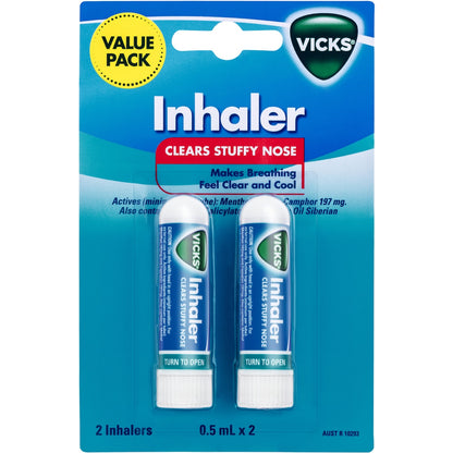 Vicks Nasal Decongestant Inhaler Twin 0.5ml X 2 Pack