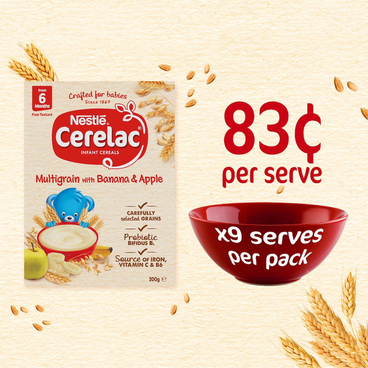 Nestle Cerelac Infant Cereal Multigrain With Banana & Apple 200g