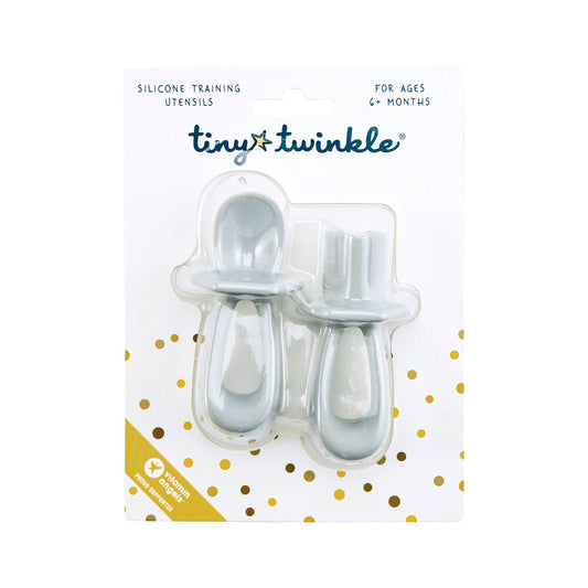Tiny Twinkle Silicone Training Utensils Grey - 1 pack