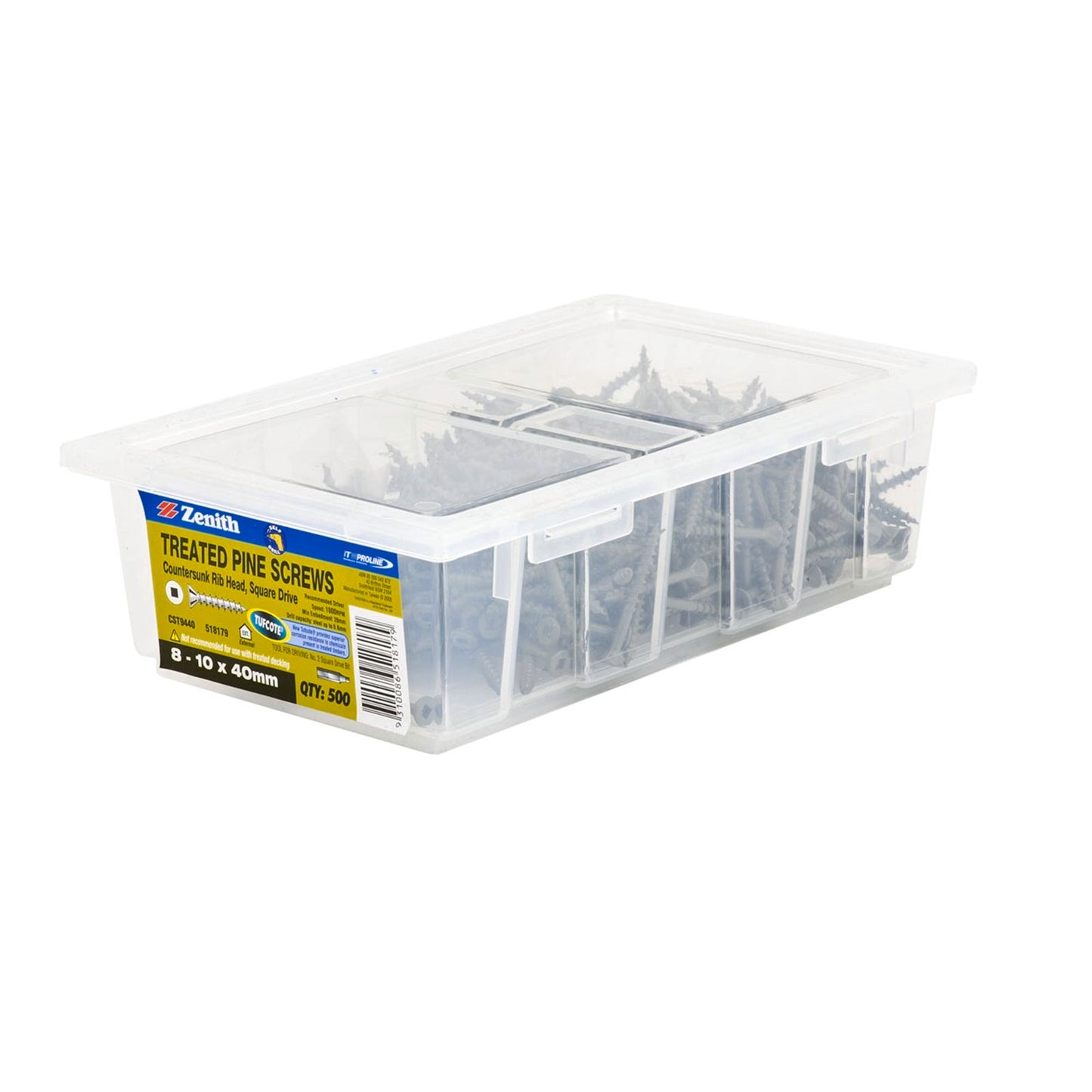 Zenith Tufcote Countersunk Rib Head Screws - 10 x 40mm - 500 Pack