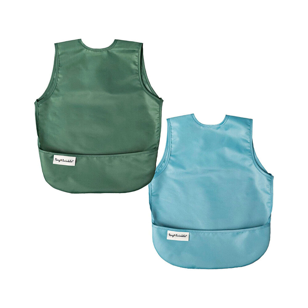 Tiny Twinkle Apron Bib Infant Slate Olive - 2 pack