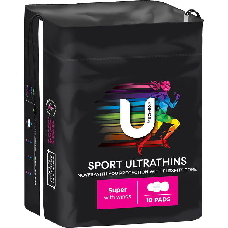 U By Kotex Sport Pads Super With Wings 10 Pack