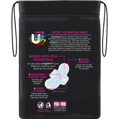 U By Kotex Sport Pads Super With Wings 10 Pack