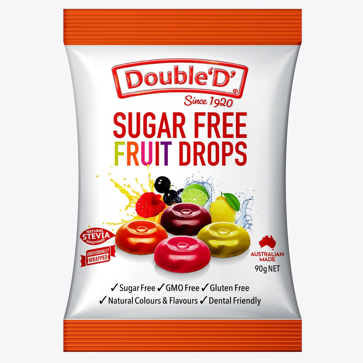 Double 'd' Fruit Drops Sugar Free 90g Bag