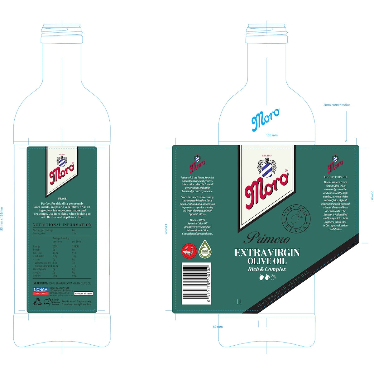 Moro Primero Extra Virgin Olive Oil 1l