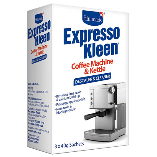 Hillmark Expresso Kleen - Coffee Machine & Kettle Descaler Cleaner - 3 x 40g