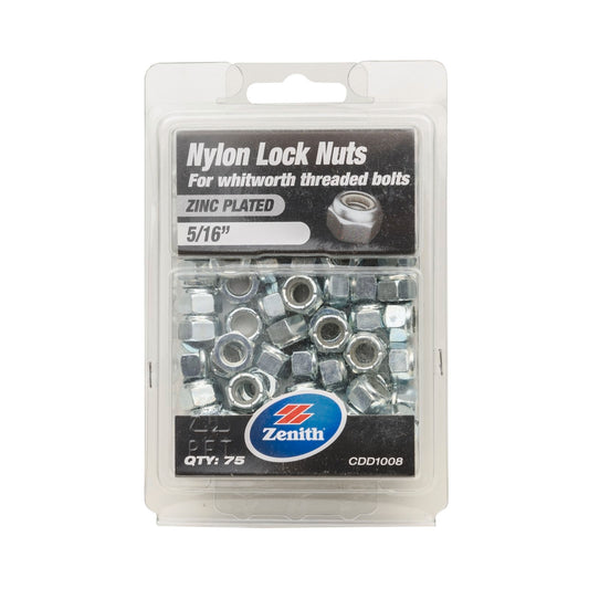 Zenith Nylon Lock Nut - 5/16" - 75 Pack