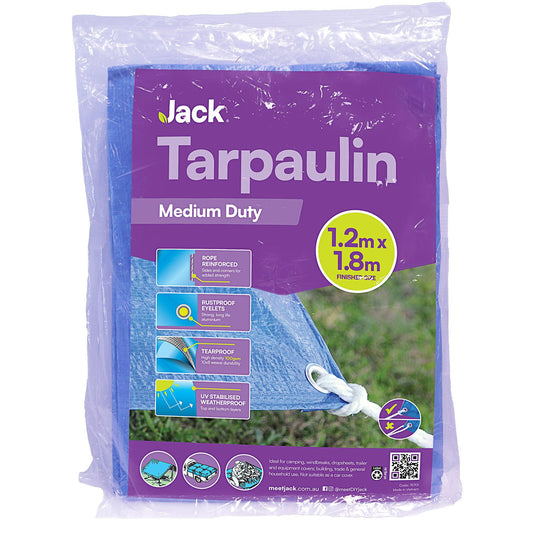 Jack Medium Duty Tarpaulin - 1.2 x 1.8m - Blue