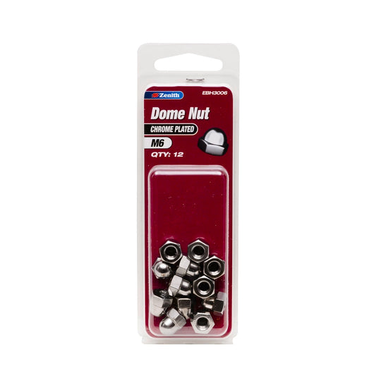 Zenith M6 Dome Nuts - Chrome - 12 Pack