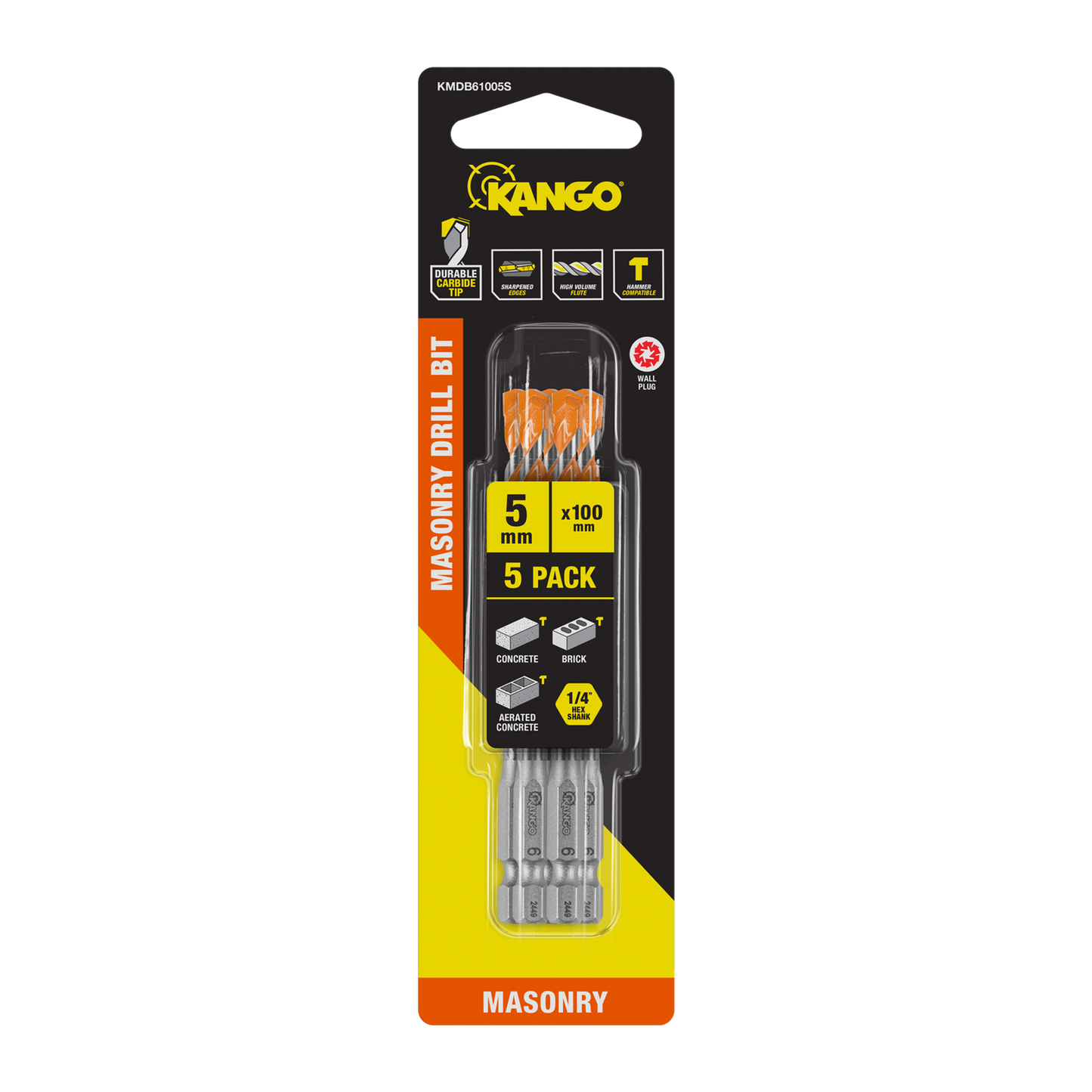 Kango Masonry Drill Bit - 6mm x 100mm - 5 Pack