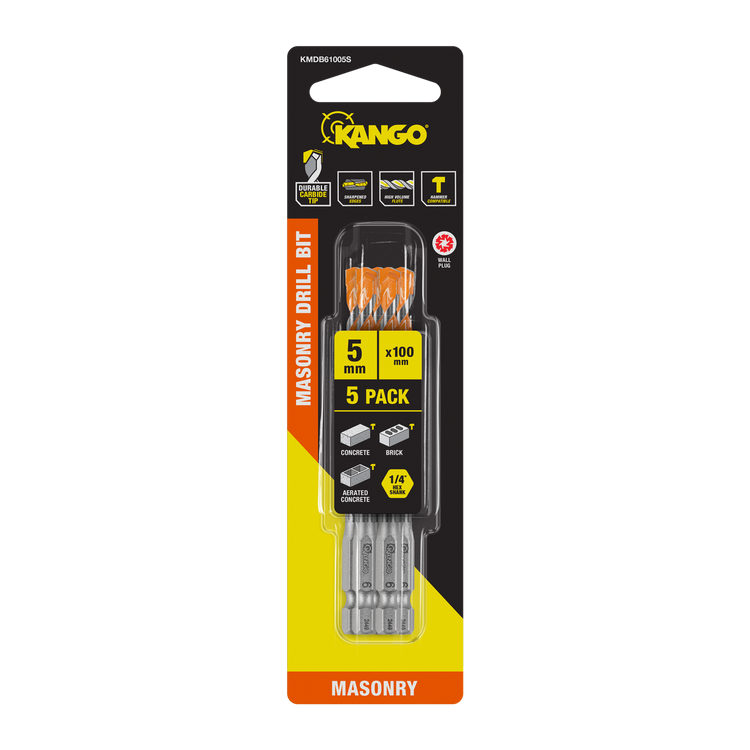 Kango Masonry Drill Bit 6mm x 100mm 5 Pack