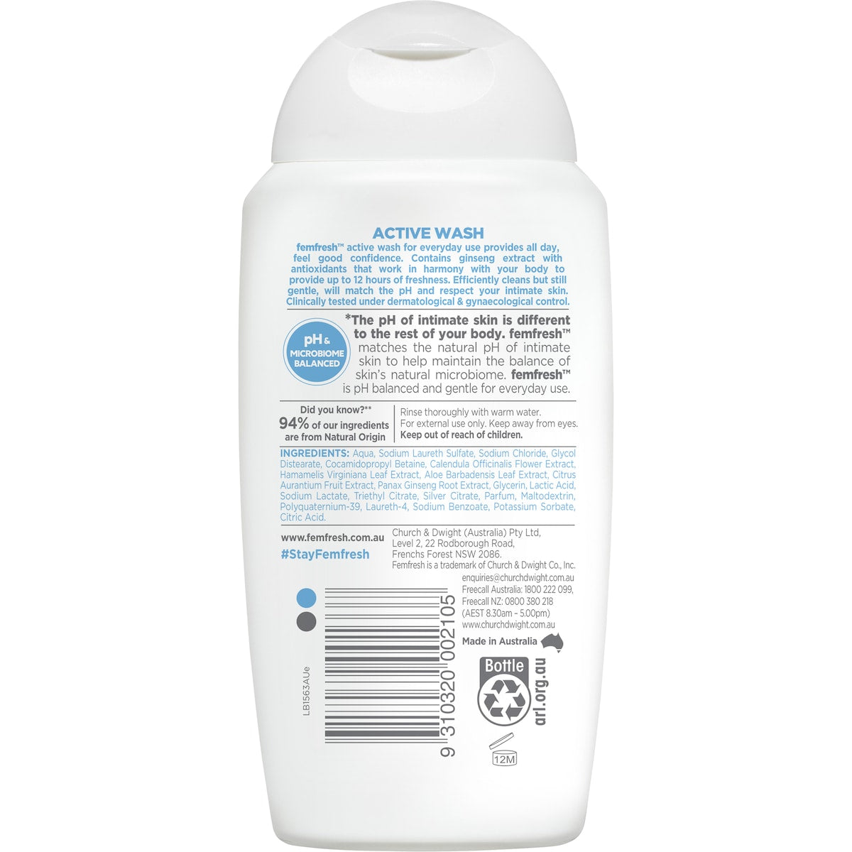 Femfresh Deodorising Active Intimate Wash 250ml