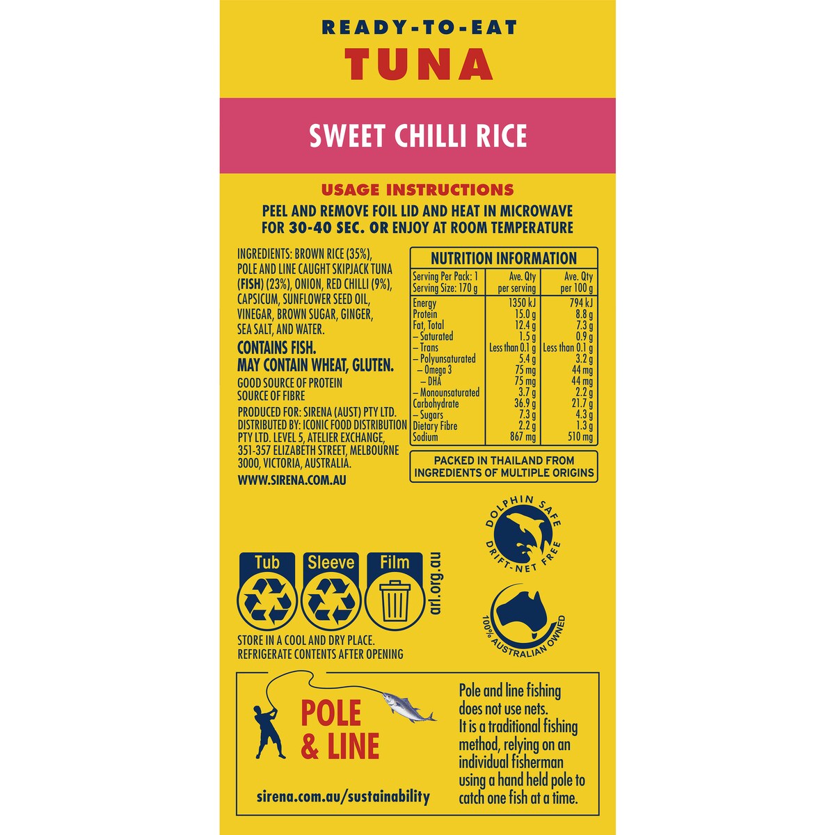 Sirena Tuna Sweet Chilli Rice 170g