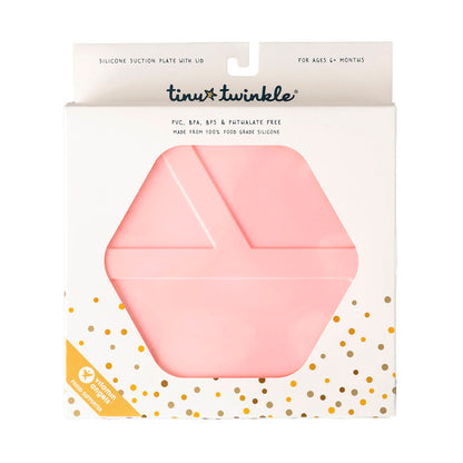 Tiny Twinkle Silicone Suction Plate And Lid Set Pink - 1 each