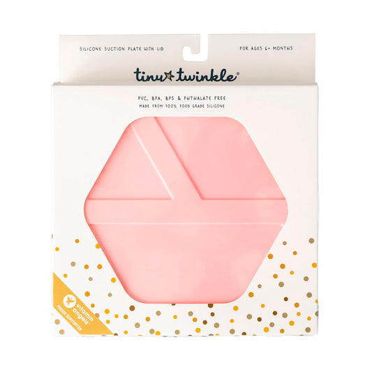 Tiny Twinkle Silicone Suction Plate And Lid Set Pink - 1 each