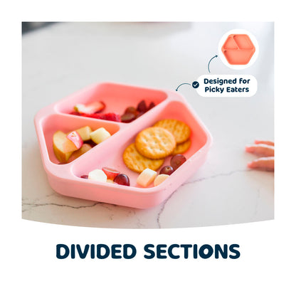 Tiny Twinkle Silicone Suction Plate And Lid Set Pink - 1 each