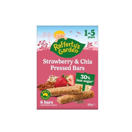 Raffertys Garden Strawberry & Chia Pressed Bars 1-3 Years - 90g
