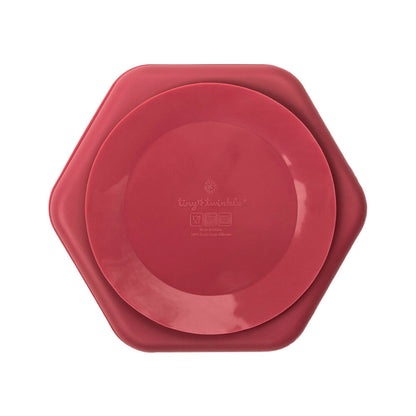 Tiny Twinkle Silicone Suction Plate And Lid Set Burgundy - 1 each