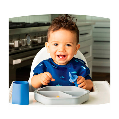 Tiny Twinkle Silicone Suction Plate And Lid Set Grey - 1 each