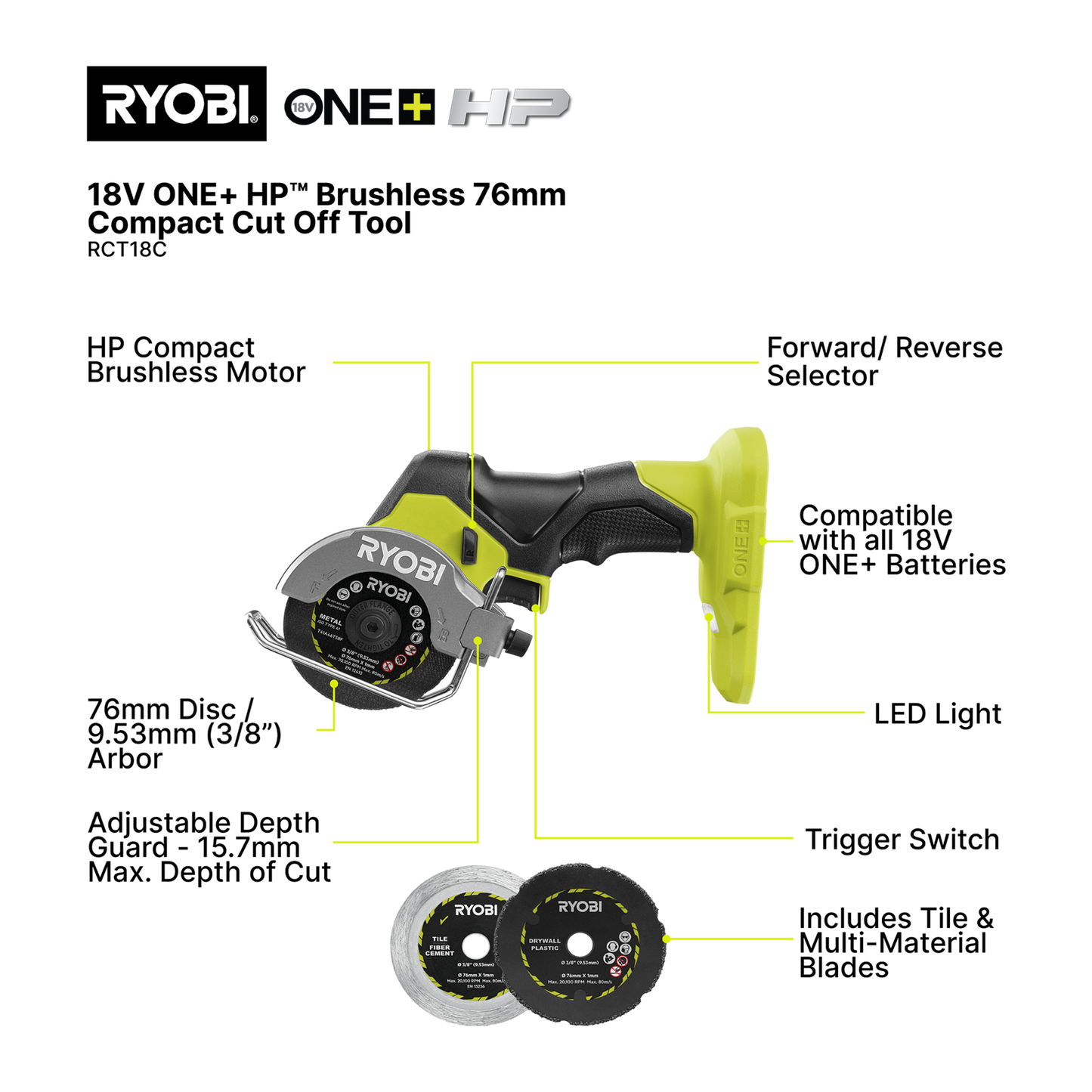 Ryobi Compact Cut Off Tool - 76mm