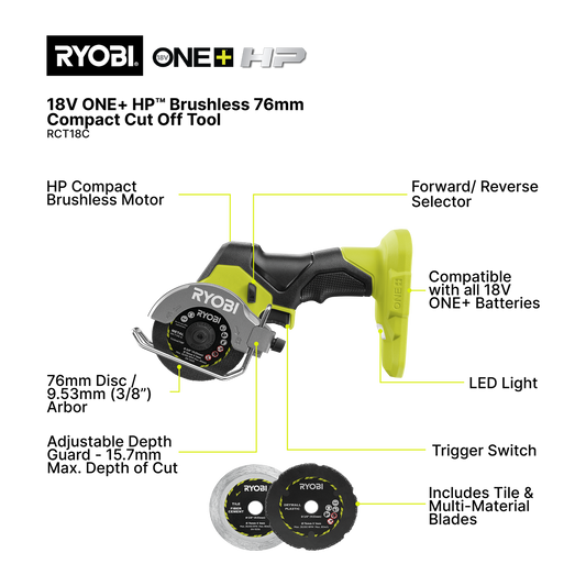 Ryobi 76mm Compact Cut Off Tool
