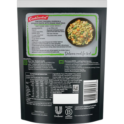 Continental Pasta Sensations Spinach Parmesan & Bacon Serves 2 91g