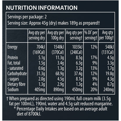 Continental Pasta Sensations Spinach Parmesan & Bacon Serves 2 91g