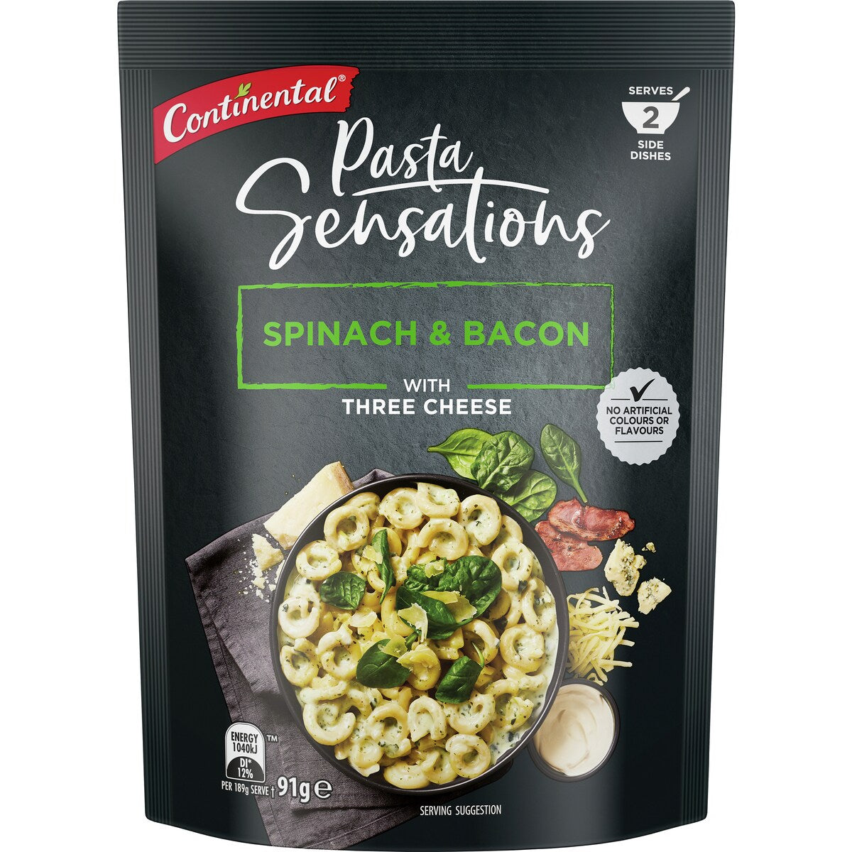 Continental Pasta Sensations Spinach Parmesan & Bacon Serves 2 91g