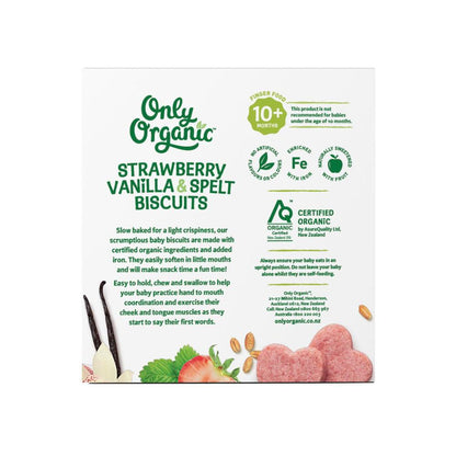 Only Organic 10 Months+ Strawberry Vanilla & Spelt Biscuits - 100g