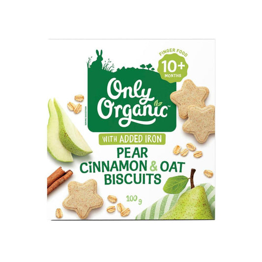 Only Organic Pear & Cinnamon Oat Biscuits 10 Months+ - 100 GRAM