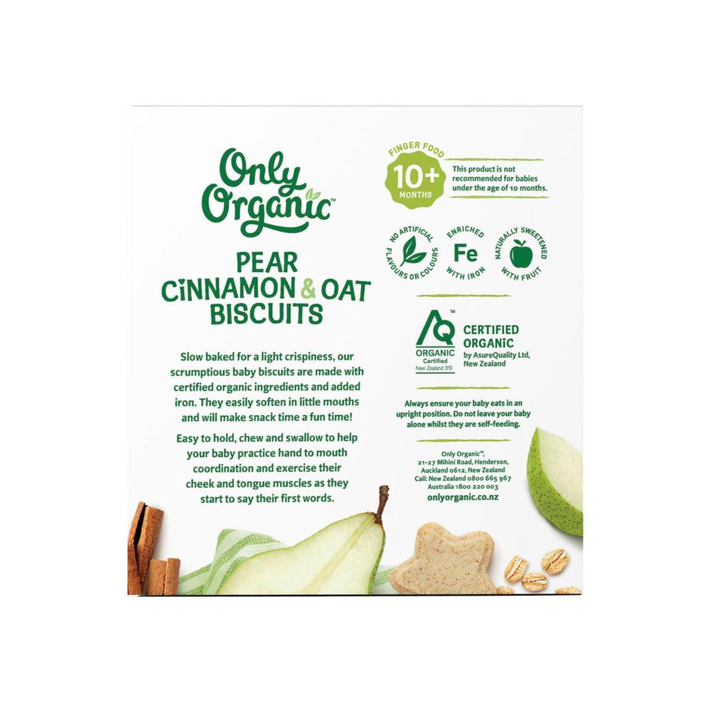 Only Organic Pear & Cinnamon Oat Biscuits 10 Months+ - 100 GRAM