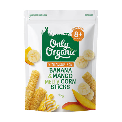 Only Organic 8 Months+ Banana & Mango Corn Sticks - 15g