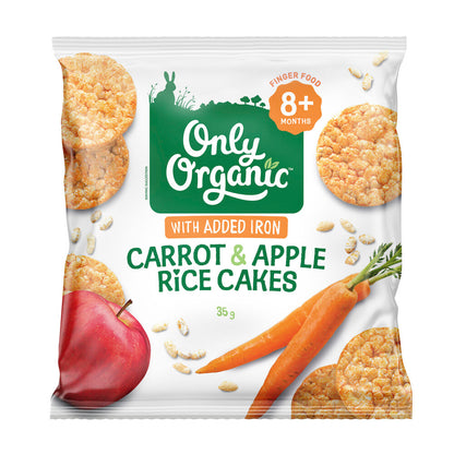 Only Organic Carrot Apple Rice Cakes 8 Months+ - 35g