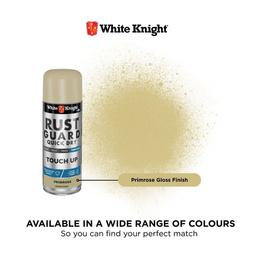 White Knight Rust Guard Quick Dry Touch Up Spray Paint - Primrose Gloss Finish 300g