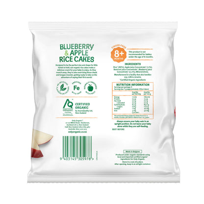Only Organic Blueberry Apple Rice Cakes 8 Months+ - 35g