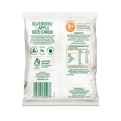 Only Organic Blueberry Apple Rice Cakes 8 Months+ - 35g