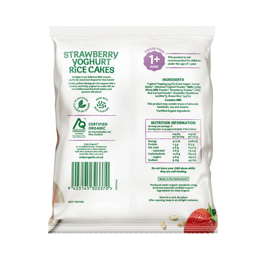 Only Organic Strawberry Yoghurt Rice Cakes 1 Years+ - 60g