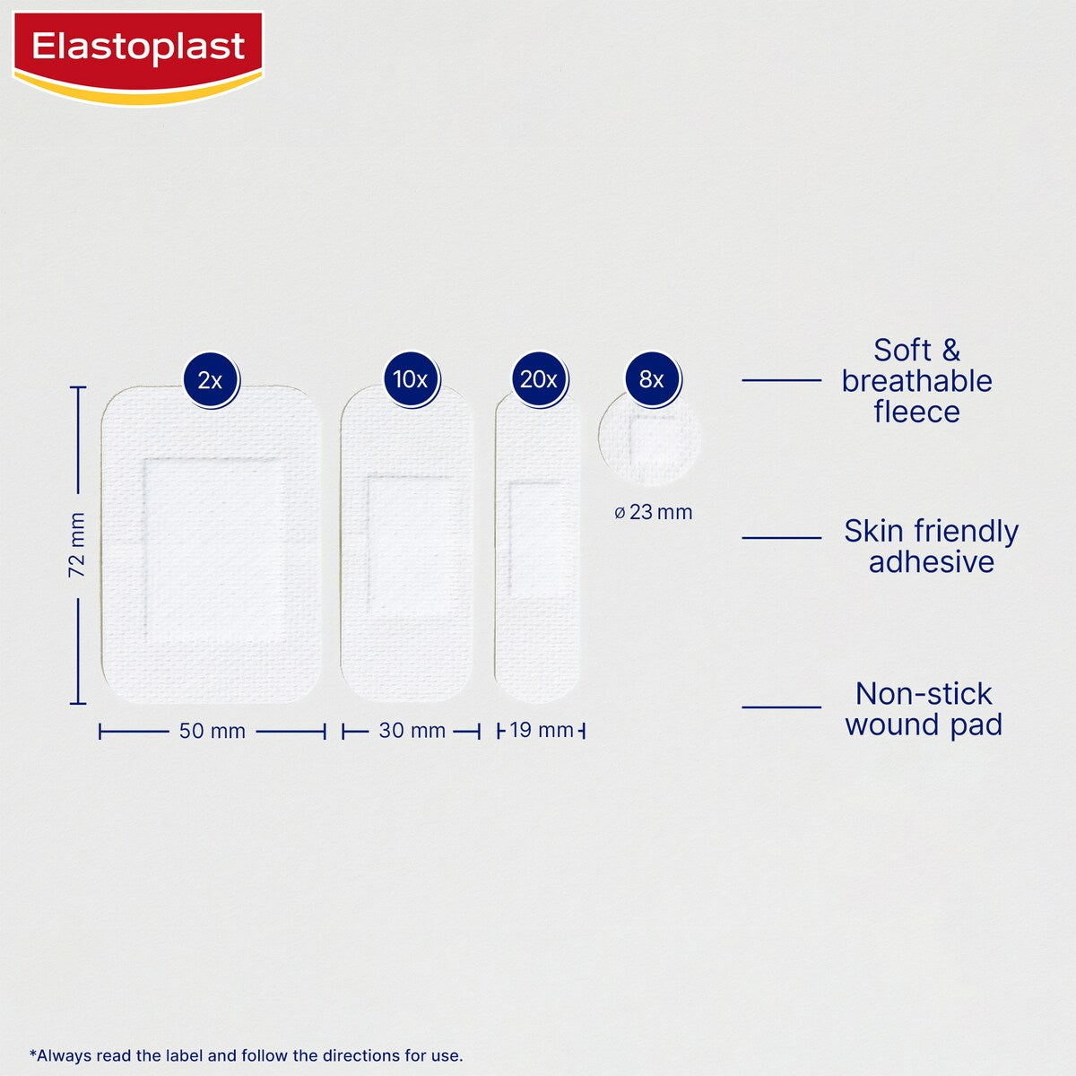 Elastoplast Sensitive Assorted White Plasters For Wound Protection 40 pack