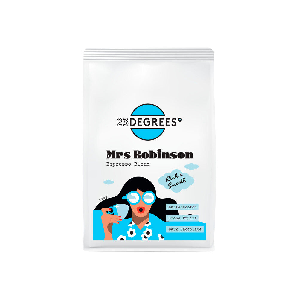 23 Degrees Coffee Roasters Mrs Robinson Espresso Blend Whole Bean - 250g