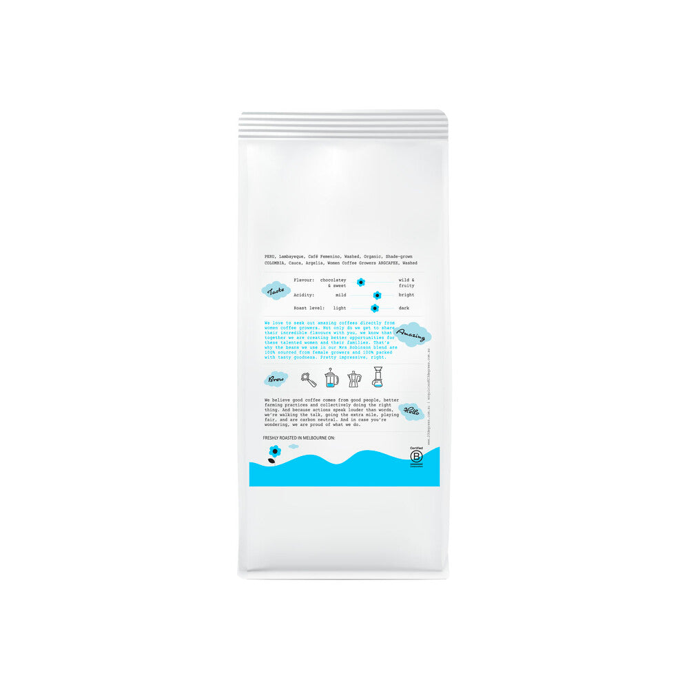 23 Degrees Coffee Roasters Mrs Robinson Espresso Blend Whole Bean - 1kg