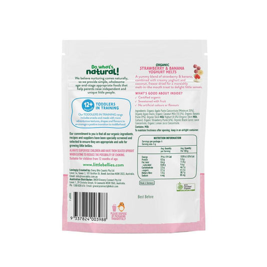Little Bellies Organic Strawberry & Banana Yoghurt Melts - 20g