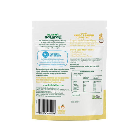 Little Bellies Organic Mango & Banana Coconut Melts - 20g